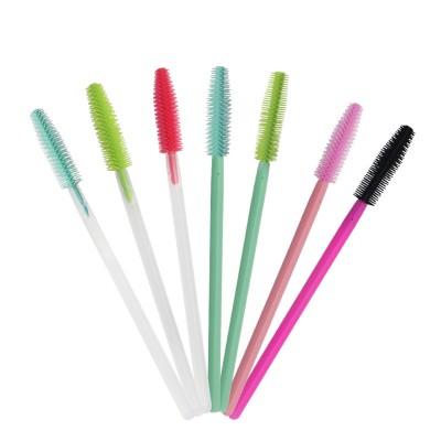 Wholesale cheap makeup tools disposable portable colorful silicone eyelash brush mascara wands