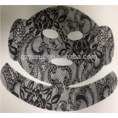 Lace Material Full Face Mask Lifting Dry Black Lace Facial Mask